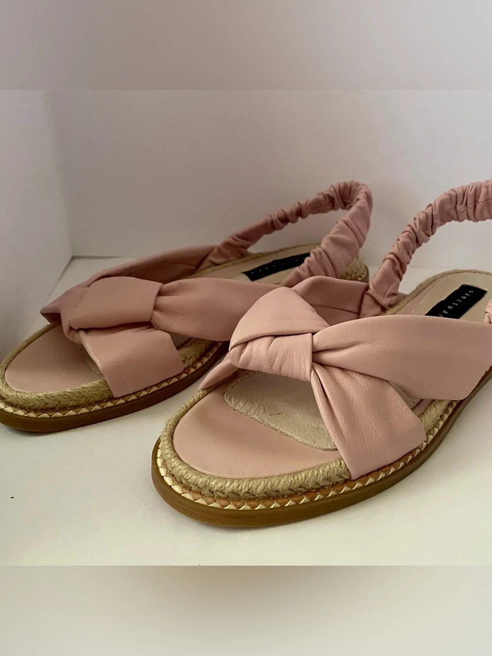 Sanctuary Blush Knotted Leather Slingback Espadrille Sandals. Size 5M Sling back